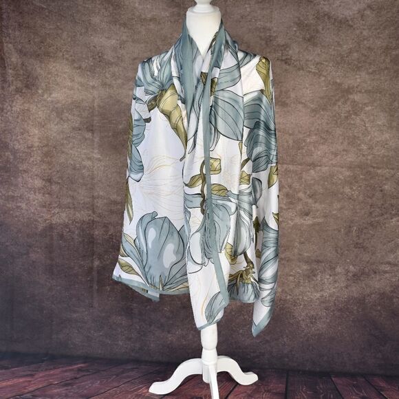 Miss Mindy Long Green Silky Scarf - Picture 4 of 4